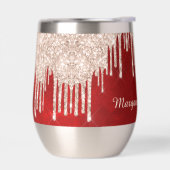 Zilveren Crimson Rode Glitter Drips Monogram (Links)