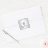 Zilveren Cupcake Bakkerij Pastry Chef Glitter Drup Vierkante Sticker (Envelop)