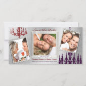 Zilveren Damask Kroonluchter Rood & Pruim Save The Save The Date (Voorkant)