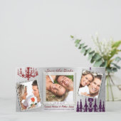 Zilveren Damask Kroonluchter Rood & Pruim Save The Save The Date (Staand voorkant)