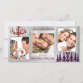 Zilveren Damast Kroonluchter Rood & Pruim Save The Save The Date (Voorkant)