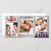 Zilveren Damast Kroonluchter Rood & Pruim Save The Save The Date (Voorkant / Achterkant)