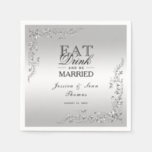 Zilveren decoratie bruiloft servet