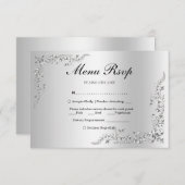 Zilveren Decoratie Trouwmenu RSVP (Voorkant / Achterkant)