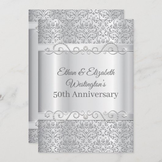 Zilveren Diamant 50ste Verjaardag Kaart (Voorkant / Achterkant)