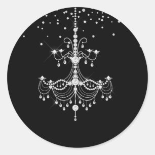 Zilveren Diamant Glitter Kroonluchter Sweet 16 Fee Ronde Sticker