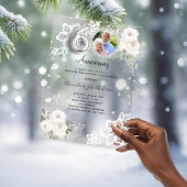 Zilveren diamanten bloemen 60ste huwelijksverjaard acryl uitnodigingen