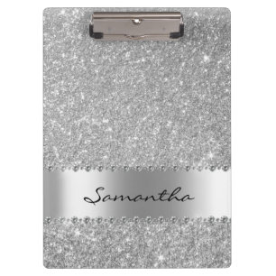 Zilveren Diamanten Glitter Bling Meisjesachtige Na Klembord