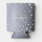 Zilveren diamanten monogram feestnaam blikjeskoeler (Voorkant)