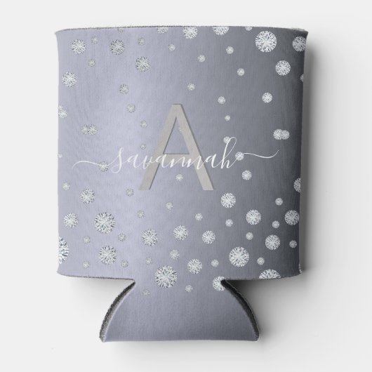 Zilveren diamanten monogram feestnaam blikjeskoeler (Voorkant)