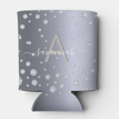 Zilveren diamanten monogram feestnaam blikjeskoeler (Achterkant)