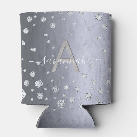 Zilveren diamanten monogram feestnaam blikjeskoeler (Achterkant)