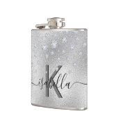 Zilveren diamanten naam monogram script heupfles (Links)