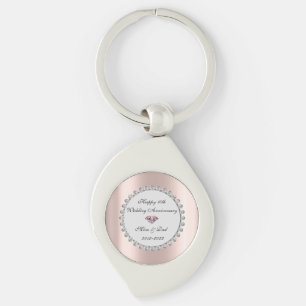Zilveren diamanten roze goud 10e trouwdag sleutelhanger