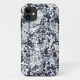Zilveren Digitale Camouflage Decoratie in Stedelij iPhone 11 Hoesje