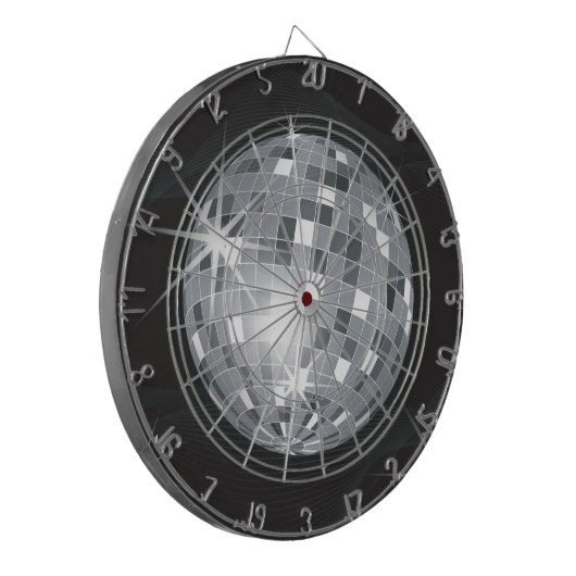zilveren disco-bal dartbord (Voorkant Links)