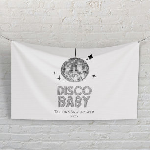 Zilveren Disco Bal 'Disco Baby' Baby Shower Spandoek