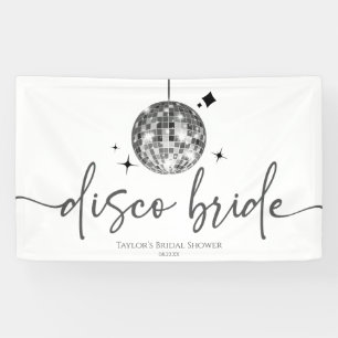 Zilveren Disco Bal Disco Bruid Bruiloft Feest Spandoek
