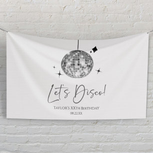 Zilveren Disco Bal Let's Disco Verjaardagsfeestje Spandoek