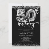 Zilveren Disco Ball Glitter 50ste Verjaardagsfeest Kaart (Voorkant)