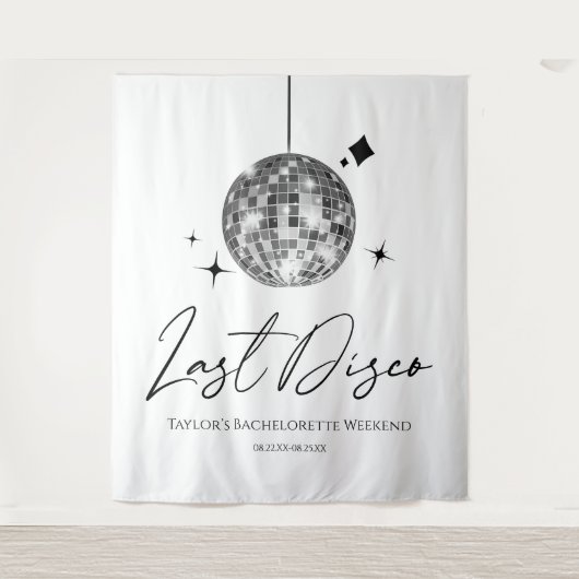 Zilveren Disco Ball Laatste Disco Bachelorette Par Wandkleed (Voorkant)