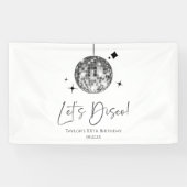 Zilveren Disco Ball Laten we Disco Verjaardagsfees Spandoek (Horizontaal)
