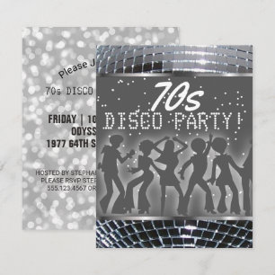 Zilveren disco dansfeest Retro 70's themafeest Kaart