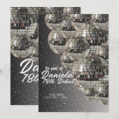 Zilveren Discobal 18e verjaardag Uitnodiging (Voorkant / Achterkant)