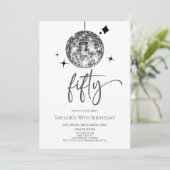Zilveren Discobal Vijftig 50ste verjaardagsfeest Kaart (Staand voorkant)