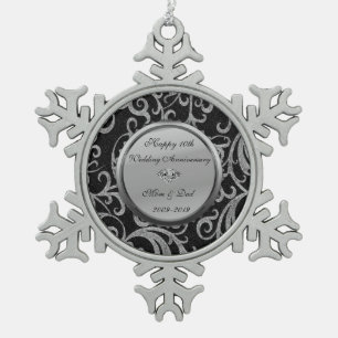 Zilveren Draaikolken Diamanten 10e Huwelijksverjaa Tin Sneeuwvlok Ornament