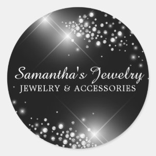 Zilveren edelsteen diamanten sieraden ronde sticker