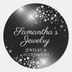 Zilveren edelsteen diamanten sieraden ronde sticker