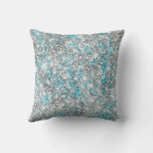 Zilveren eenhoorn glinster glans aqua kussen (Achterkant)