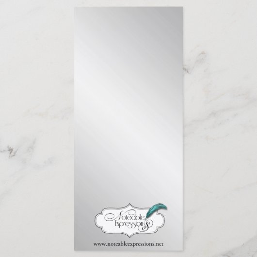 Zilveren Elegantie Bruiloft Menu (Achterkant)