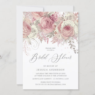 Zilveren en Blush Enchanted Floral Vrijgezellenfee Kaart