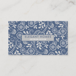 Zilveren en Frans blauwe bloemensluiers Visitekaartje