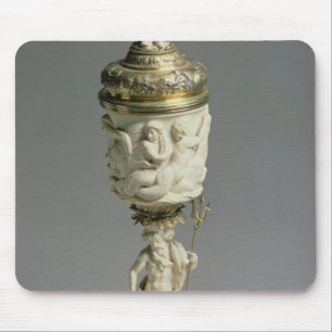 Zilveren en geslepen ivoorgeit muismat