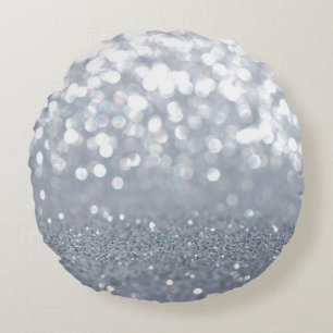 Zilveren en glanzen abstract rond kussen