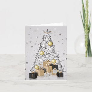 Zilveren en Gouden Kerstboom Dekbed  Kaart