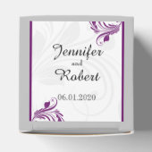 Zilveren en Paarse Bloemen Scroll Bruiloft Favor B Bedankdoosjes (Bovenkant)