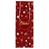 Zilveren en rode kerstballen wijn cadeautas (Voorkant)