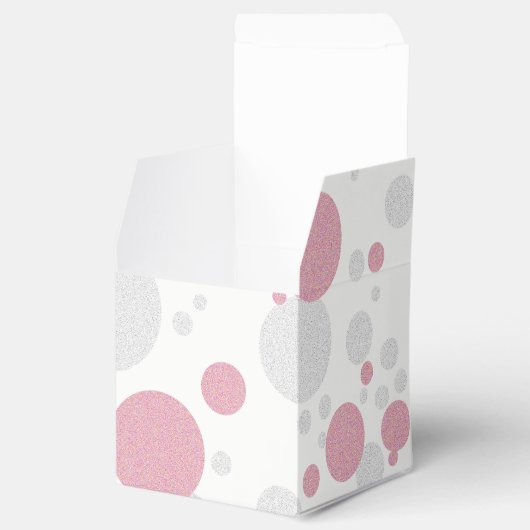Zilveren en Roze Polka Dot Douche Bruiloft Bedankdoosjes (Geopend)