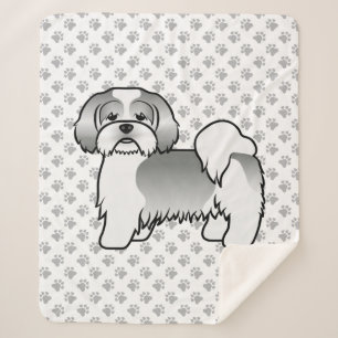 Zilveren en Witte Lhasa Apso Mopshond Cute Cartoon Sherpa Deken