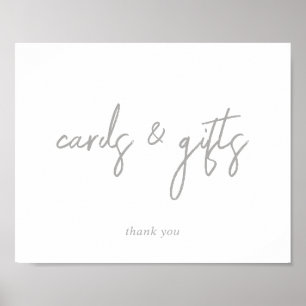 Zilveren en Witte Script Kaarten en Cadeaus Bord Poster