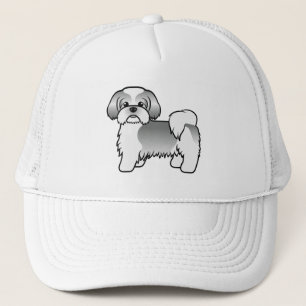 Zilveren en witte Shih Tzu Cute Cartoon Hond Trucker Pet