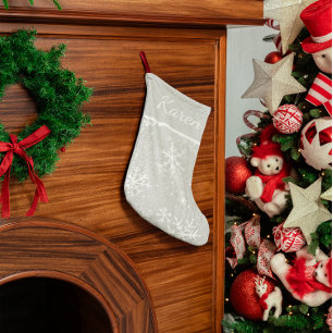 Zilveren en witte sneeuwvlokken noemen kerst grote kerstsok