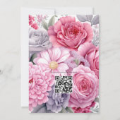 Zilveren en Zachte Roze Bloemen Lente Bruiloft Kaart (Achterkant)