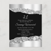 Zilveren en zwarte glam tranen verjaardagsfeestje briefkaart (Voorkant)