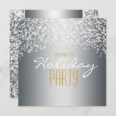 Zilveren feestelijke glitter sparkle uitnodiging (Voorkant / Achterkant)