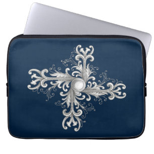 Zilveren Filigrein Parel Vierblad Laptop Sleeve